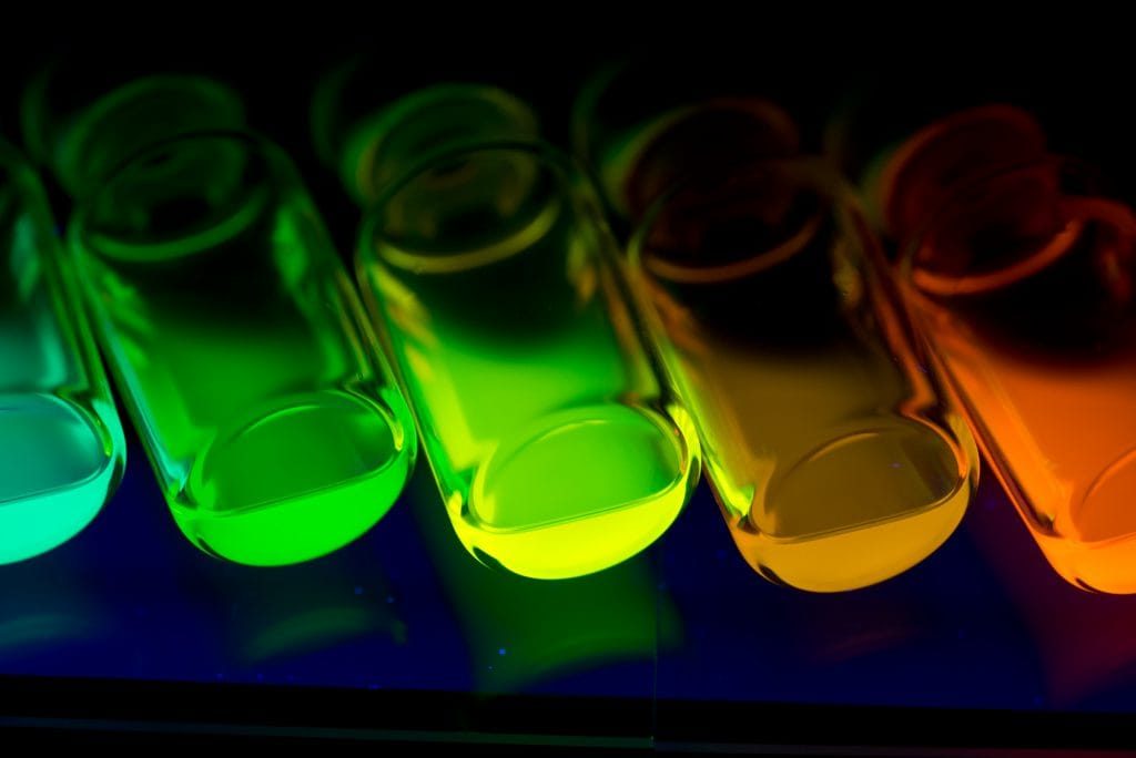 Fluorescing liquids produced by Syrris Asia