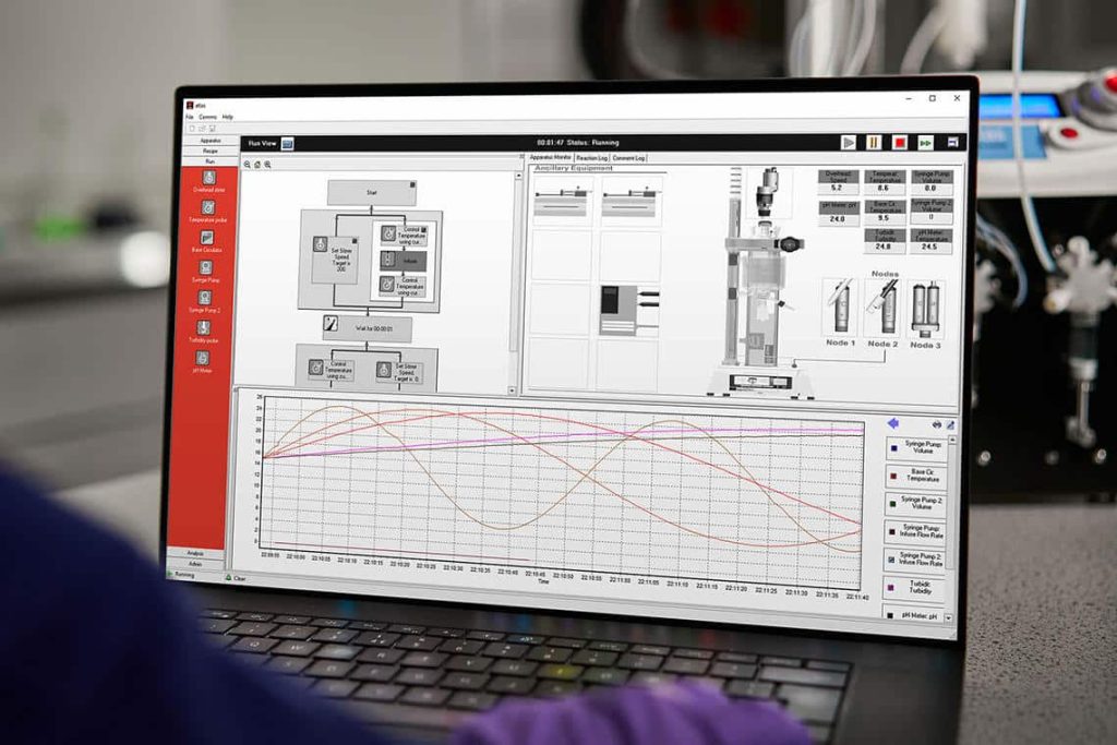 A chemist using Syrris Atlas' automation software