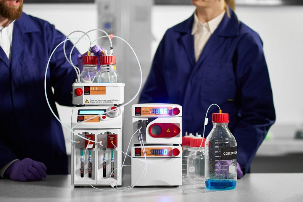 Asia Syringe Pump dosing to an Asia Starter Flow Chemistry System